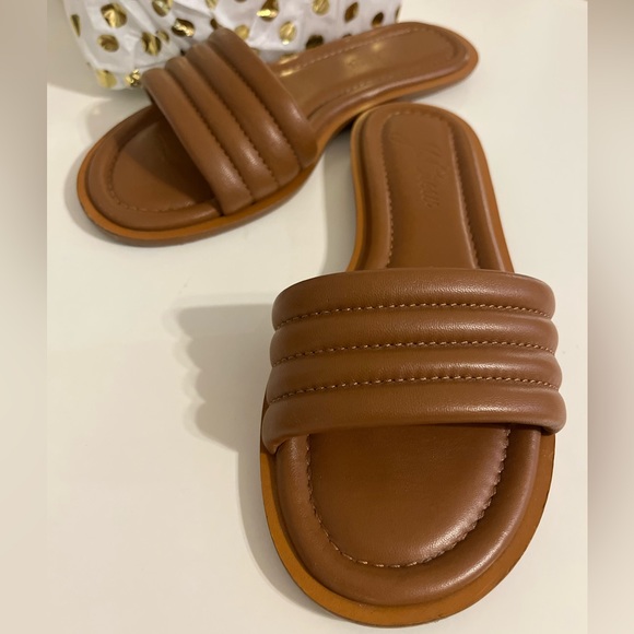 J. Crew Brown Sorrento Padded Leather Sandals Slides - Size 5 - Picture 3 of 11